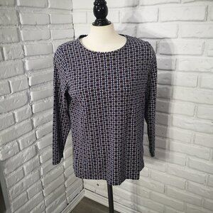 Talbots "The Talbots Tee" Ladies Size X Navy White & Tan Long Sleeves T-shirt